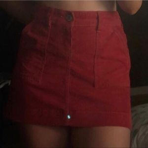 Red velvet skirt